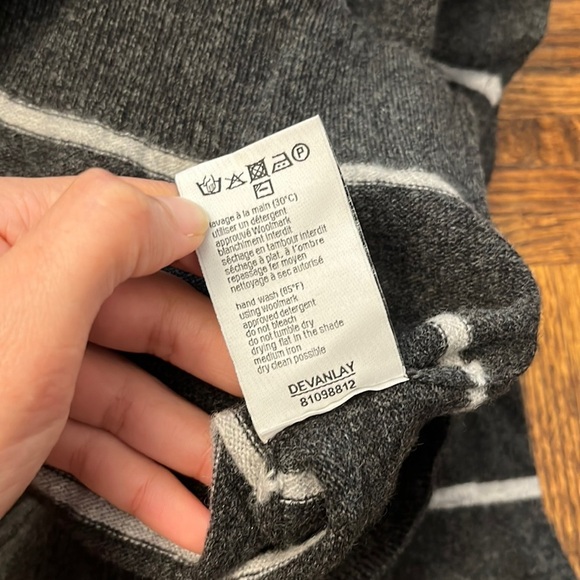 NWT Lacoste Pure Wool Striped Charcoal Crewneck Pullover Sweater - Picture 12 of 13